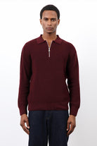 Antioch-Bordo Fermuarlı Erkek Triko Kazak-Kazak-3-Milagron.com