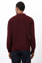 Antioch-Bordo Fermuarlı Erkek Triko Kazak-Kazak-5-Milagron.com