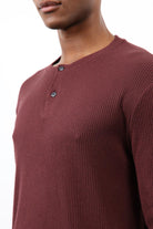Antioch-Bordo Fitilli Düğmeli Yaka T Shirt-T-Shirt-6-Milagron.com