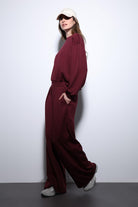 Antioch-Bordo Geniş Paça Relaxed Kadın Takım-Takım-4-Milagron.com