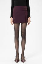 Antioch-Bordo Kadın Düğme Detaylı Mini Etek-Etek-1-Milagron.com