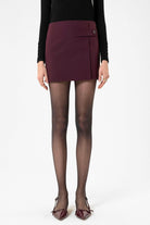 Antioch-Bordo Kadın Düğme Detaylı Mini Etek-Etek-1-Milagron.com