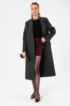 Antioch-Bordo Kadın Düğme Detaylı Mini Etek-Etek-3-Milagron.com