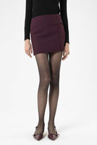 Antioch-Bordo Kadın Düğme Detaylı Mini Etek-Etek-4-Milagron.com