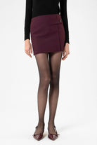 Antioch-Bordo Kadın Düğme Detaylı Mini Etek-Etek-4-Milagron.com