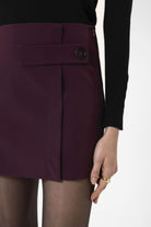 Antioch-Bordo Kadın Düğme Detaylı Mini Etek-Etek-7-Milagron.com