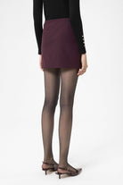 Antioch-Bordo Kadın Düğme Detaylı Mini Etek-Etek-8-Milagron.com