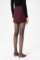 Antioch-Bordo Kadın Düğme Detaylı Mini Etek-Etek-8-Milagron.com