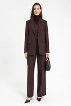 Antioch-Bordo Kadın Tek Düğme Çizgili Blazer Ceket-Ceket-3-Milagron.com