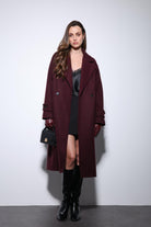 Antioch-Bordo Kadın Yumuşak Dokulu Oversize Kruvaze Kaban-Kaban-1-Milagron.com