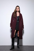 Antioch-Bordo Kadın Yumuşak Dokulu Oversize Kruvaze Kaban-Kaban-2-Milagron.com