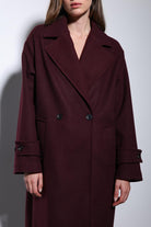 Antioch-Bordo Kadın Yumuşak Dokulu Oversize Kruvaze Kaban-Kaban-4-Milagron.com