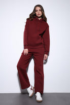 Antioch-Bordo Kapüşonlu Basic Kadın Sweatshirt-Sweatshirt-1-Milagron.com
