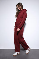 Antioch-Bordo Kapüşonlu Basic Kadın Sweatshirt-Sweatshirt-2-Milagron.com