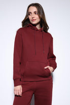 Antioch-Bordo Kapüşonlu Basic Kadın Sweatshirt-Sweatshirt-3-Milagron.com