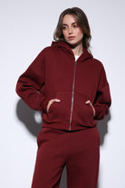 Antioch Bordo Kapüşonlu Sweatshirt Kadın Eşofman Takım