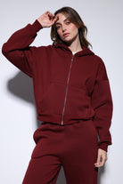 Antioch Bordo Kapüşonlu Sweatshirt Kadın Eşofman Takım