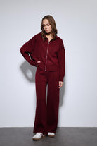 Antioch-Bordo Kapüşonlu üst Ve Geniş Paça Triko Takım-Takım-3-Milagron.com