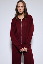Antioch-Bordo Kapüşonlu üst Ve Geniş Paça Triko Takım-Takım-5-Milagron.com