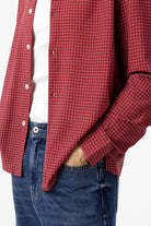 Antioch-Bordo Kareli Erkek Rahat Kalıp Erkek Gömlek-Gömlek-4-Milagron.com