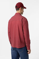 Antioch-Bordo Kareli Erkek Rahat Kalıp Erkek Gömlek-Gömlek-5-Milagron.com