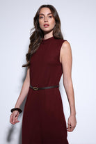 Antioch-Antioch Bordo Kemer Detaylı Kadın Midi Elbise-Elbise-4-Milagron.com