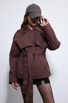 Antioch-Bordo Kemerli Kısa Trençkot-Trençkot-3-Milagron.com