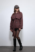 Antioch-Bordo Kemerli Kısa Trençkot-Trençkot-6-Milagron.com