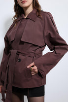 Antioch-Bordo Kemerli Kısa Trençkot-Trençkot-8-Milagron.com