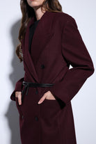 Antioch-Antioch Bordo Kemerli Kruvaze Kadın Kaban-Kaban-4-Milagron.com