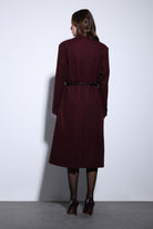 Antioch-Antioch Bordo Kemerli Kruvaze Kadın Kaban-Kaban-5-Milagron.com