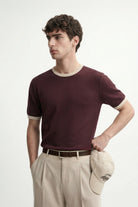 Antioch Bordo Kontrast Yaka Erkek T-Shirt