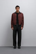 Antioch-Bordo Kontrast Yaka Teknik Erkek Mont-Mont-4-Milagron.com