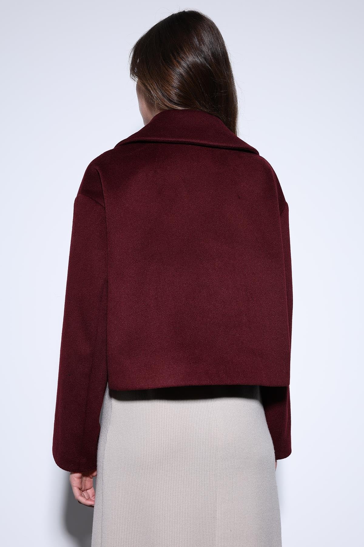 Antioch-Antioch Bordo Kruvaze Kadın Kısa Kaban-Kaban-5-Milagron.com