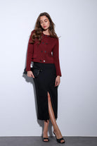 Antioch-Antioch Bordo Kruvaze Kapama Kadın Triko Hırka-Hırka-5-Milagron.com