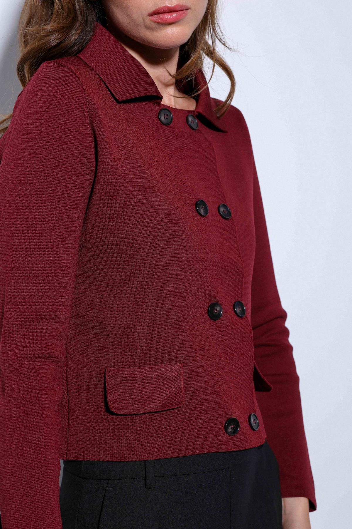 Antioch-Antioch Bordo Kruvaze Kapama Kadın Triko Hırka-Hırka-6-Milagron.com