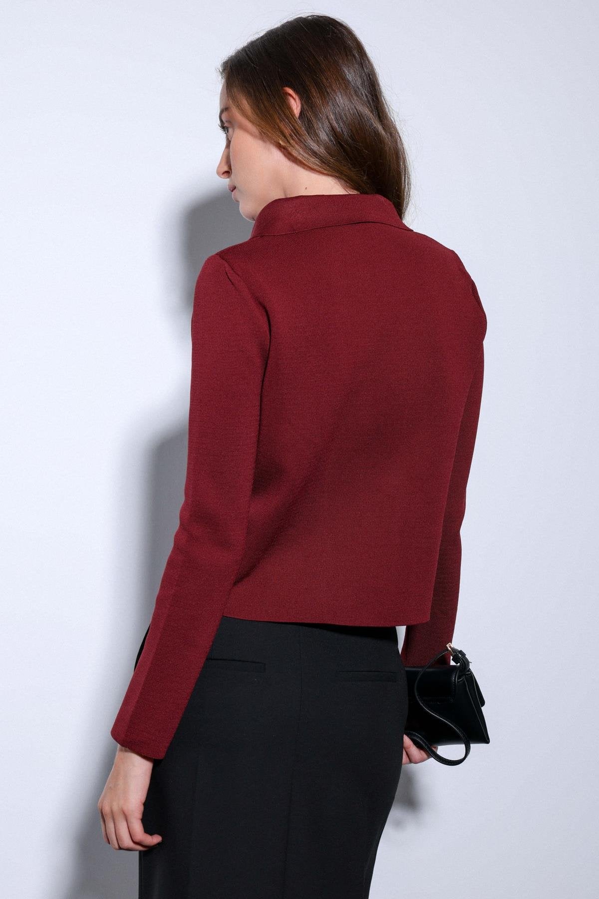 Antioch-Antioch Bordo Kruvaze Kapama Kadın Triko Hırka-Hırka-7-Milagron.com