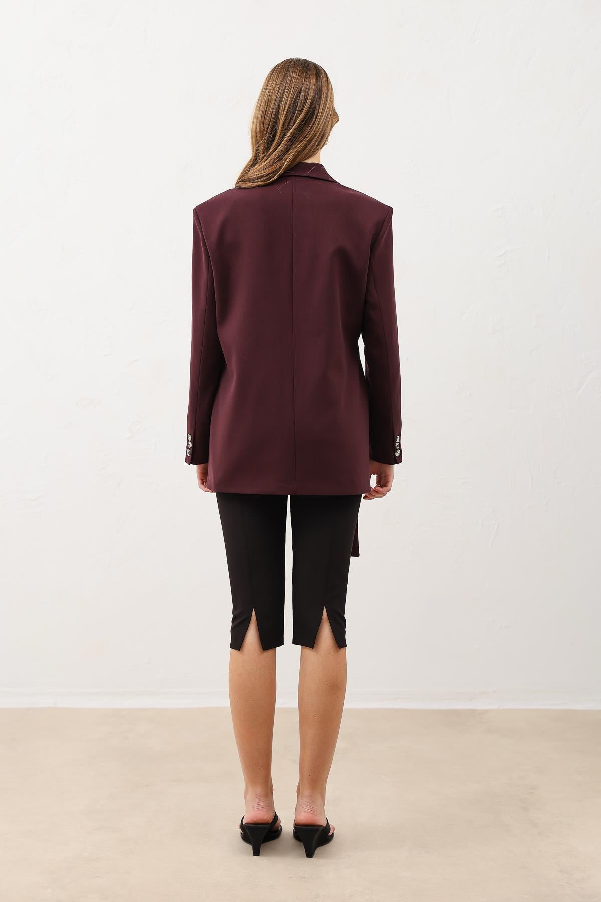 Antioch Bordo Kuşaklı Kadın Blazer