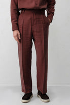 Antioch Bordo Lyocell Relaxed Fit Pileli Erkek Pantolon