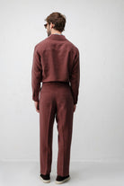 Antioch Bordo Lyocell Relaxed Fit Pileli Erkek Pantolon
