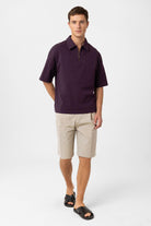 Antioch-Bordo Oversize Polo Yaka Fermuarlı Erkek T Shirt-T-Shirts-2-Milagron.com