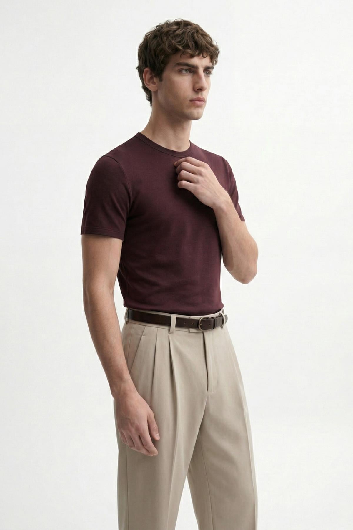 Antioch Bordo Pamuklu Erkek T-Shirt