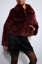 Antioch-Bordo Peluş Görünümlü Mont-Mont-6-Milagron.com