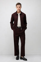 Antioch Bordo Pileli Relaxed Fit Erkek Pantolon