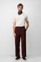 Antioch Bordo Pileli Relaxed Fit Erkek Pantolon