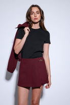 Antioch-Bordo Pileli Zincir Detaylı şort Etek-Etek-7-Milagron.com