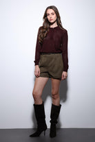 Antioch-Bordo Polo Yaka Desenli Triko Kadın Kazak-Kazak-2-Milagron.com