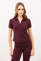 Antioch Bordo Polo Yaka Kadın T-Shirt