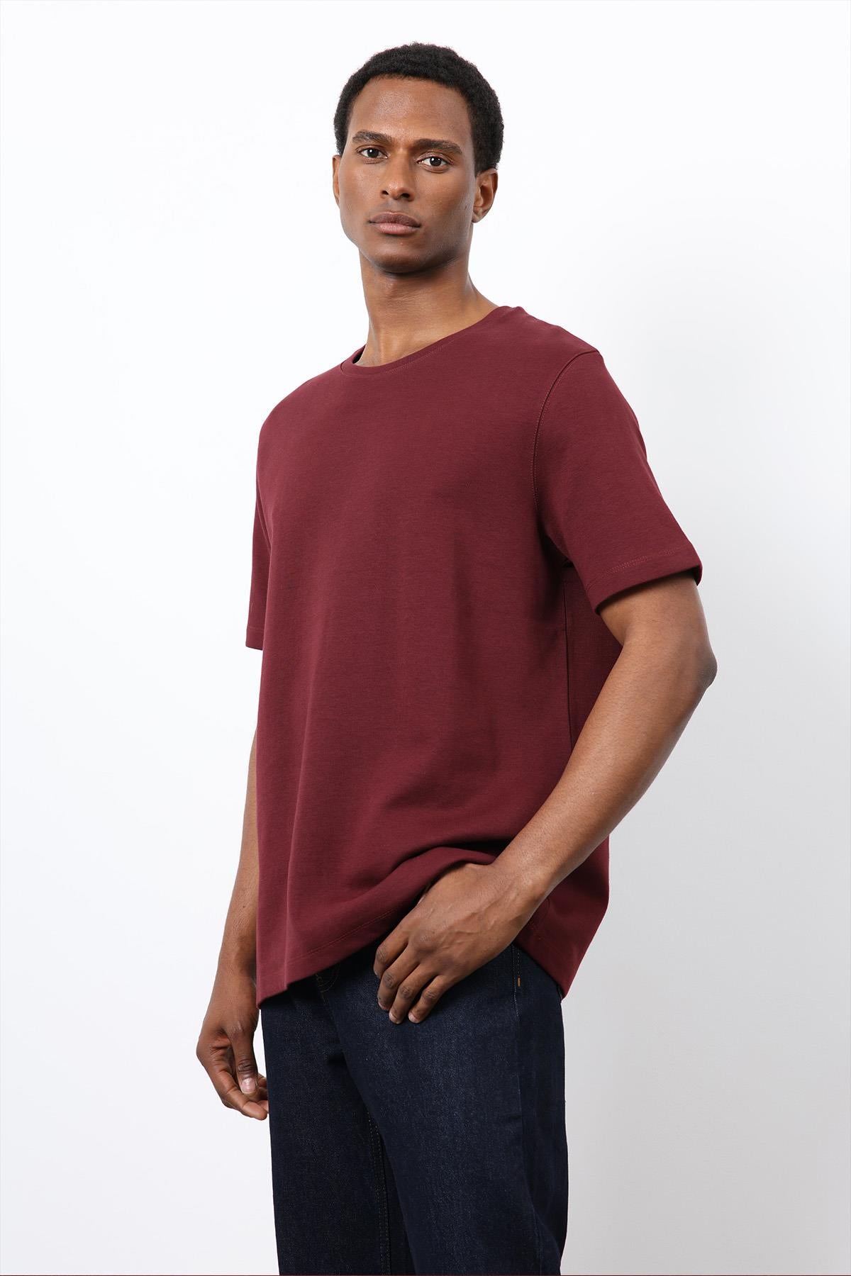 Antioch-Bordo Regular Fit Basic Erkek T Shirt-T-Shirt-3-Milagron.com