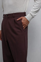 Antioch Bordo Relax Fit Baggy Pilili Erkek Pantolon